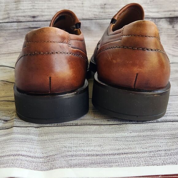 Ecco Mens Shoes Loafers SZ 45 US 11 Brown Slip-On Leather Dress Casual Plain Toe